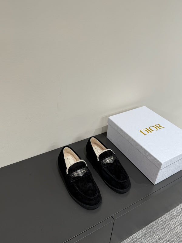 CD Loafers In Black Suede And Fleece Lining 109293