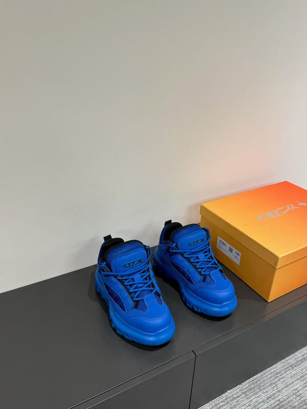 CD Sneaker In Deep Blue Calfskin And Mesh Fabric 109250