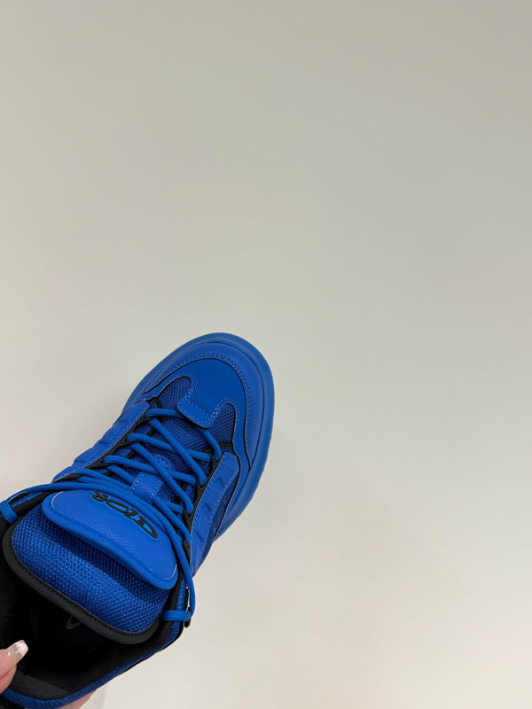 CD Sneaker In Deep Blue Calfskin And Mesh Fabric 109250