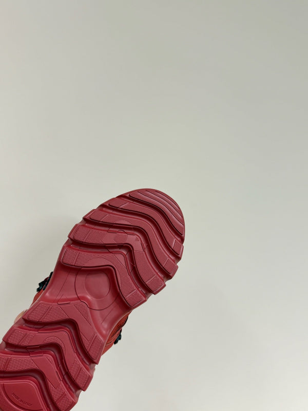 CD Sneaker In Red Mix Burgundy Calfskin And Mesh Fabric 109252