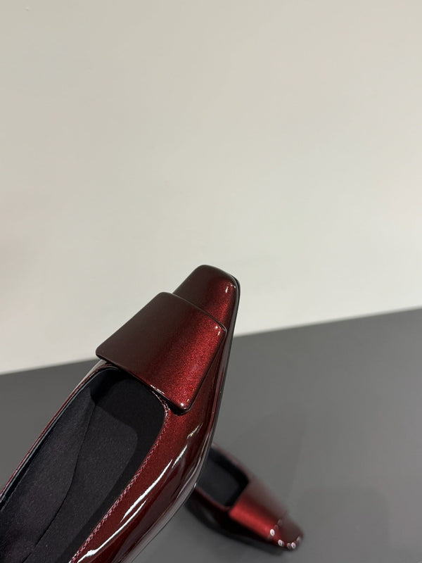 POPPY BALLET FLATS IN GARNET RED GLOSSY LAMBSKIN