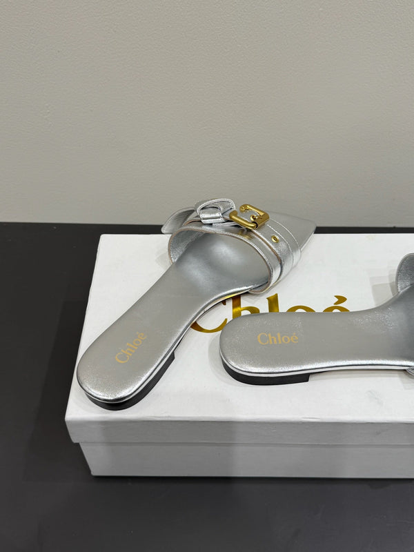 Loewe 25 Bow Metal Buckle Slide Sliver Cowhide