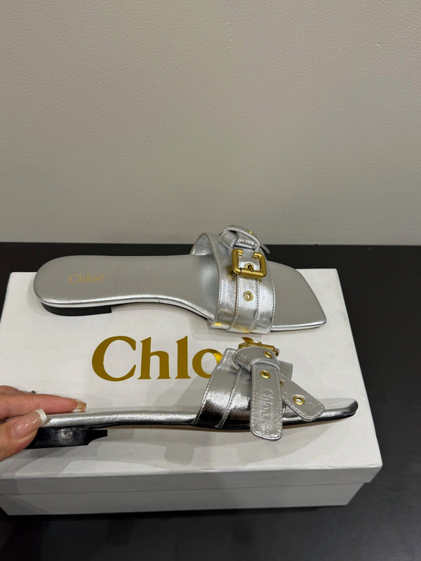 Loewe 25 Bow Metal Buckle Slide Sliver Cowhide