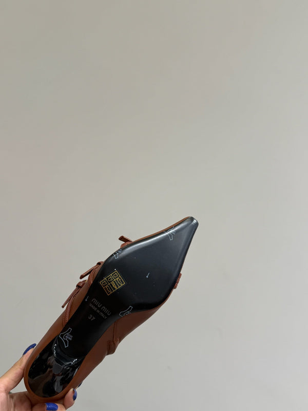 Miu short boots brown cowhide 417981