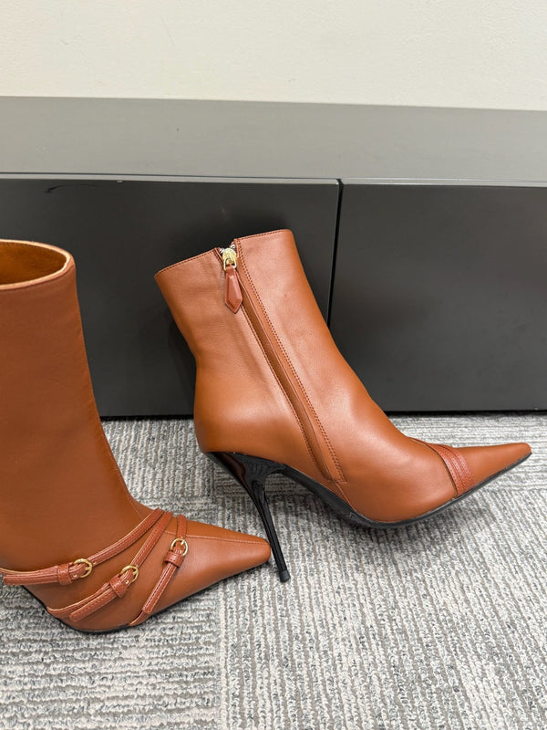 Miu 90 short boots brown cowhide 417982