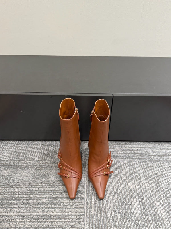 Miu 90 short boots brown cowhide 417982