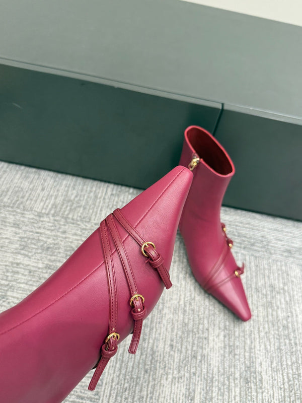 Miu short boots 40mm deep magenta or berry cowhide 417983
