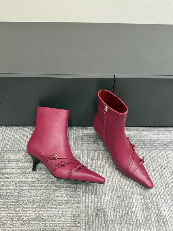 Miu short boots 40mm deep magenta or berry cowhide 417983