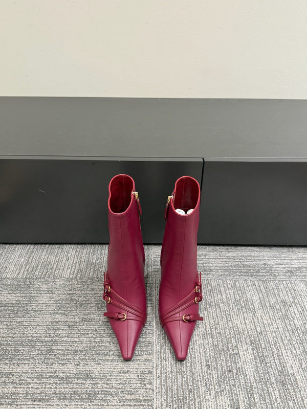 Miu short boots 90mm deep magenta or berry cowhide 417984