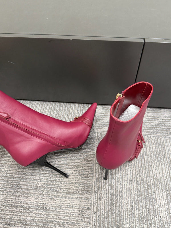 Miu short boots 90mm deep magenta or berry cowhide 417984