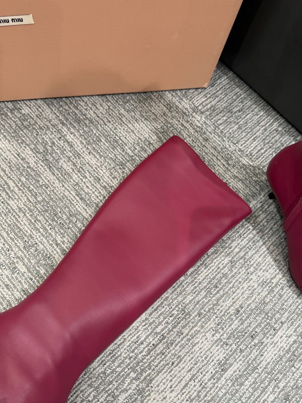 Miu 40 knee high boots berry cowhide