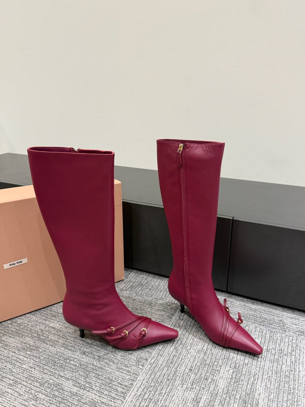 Miu 40 knee high boots berry cowhide