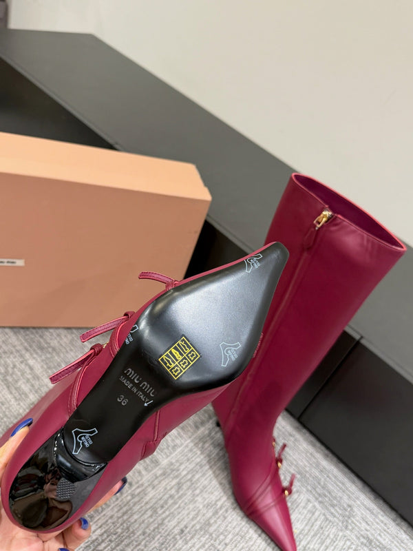 Miu 40 knee high boots berry cowhide