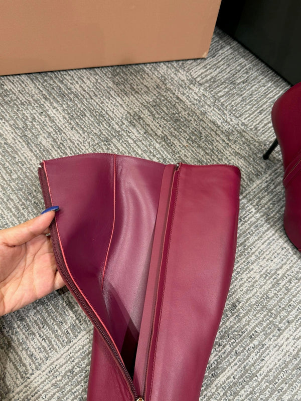 Miu 90 knee high boots berry cowhide