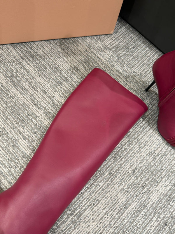 Miu 90 knee high boots berry cowhide