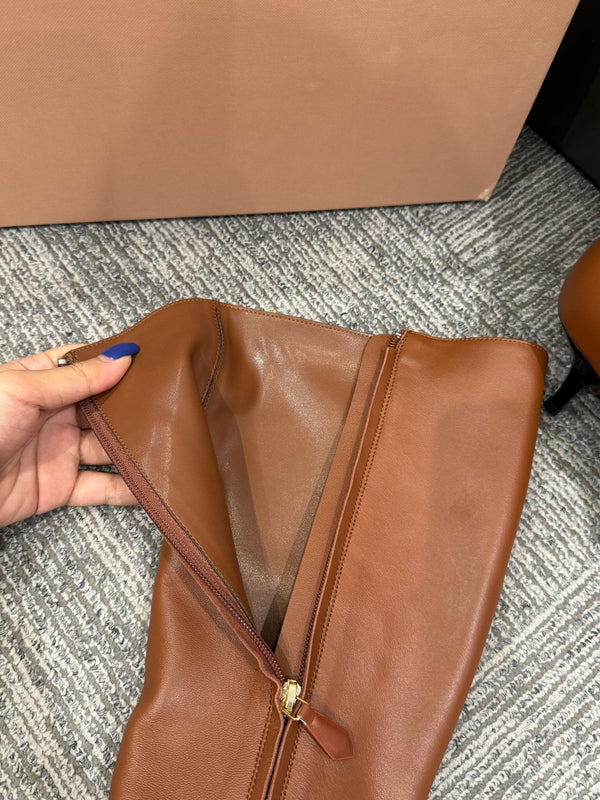 Miu 40 knee high boots brown cowhide