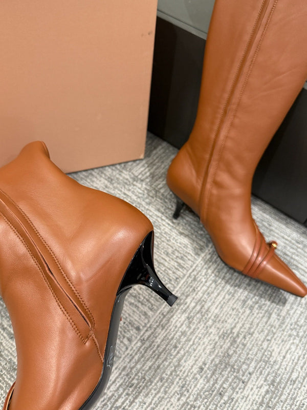 Miu 40 knee high boots brown cowhide