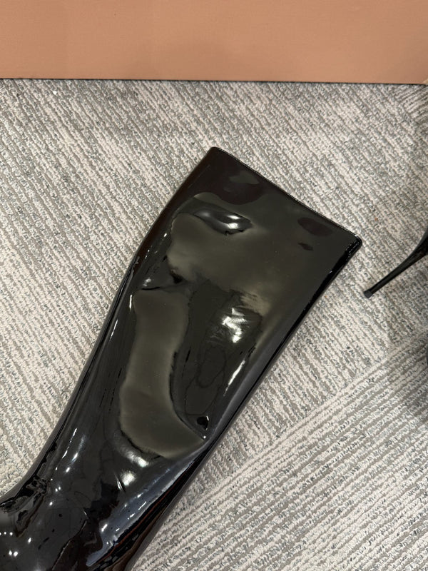 Miu 90 knee high boots black patent leather