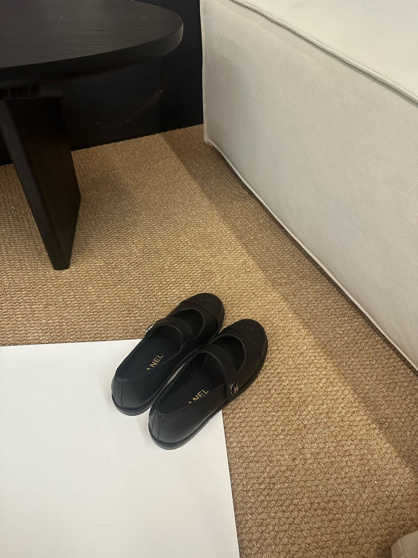 CC 26s Mary Jane Flats Black Calfskin