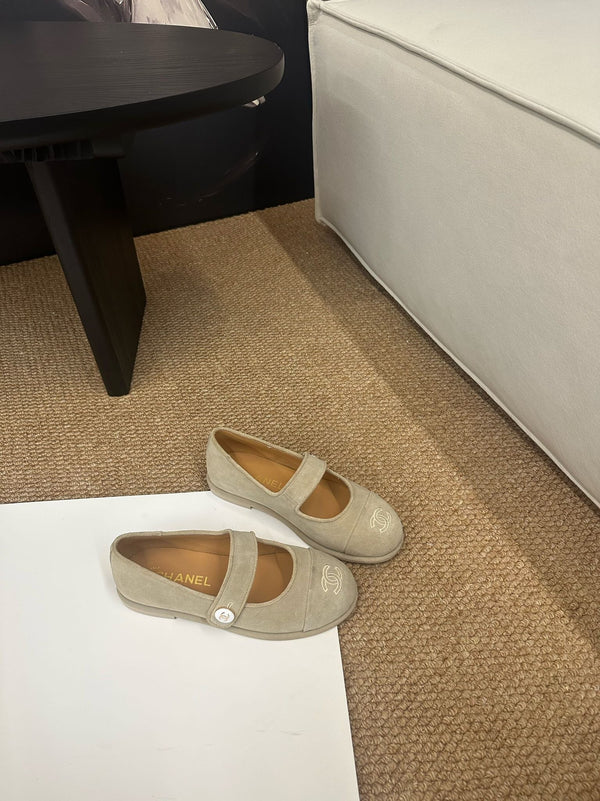 CC 26s Mary Jane Flats Beige Suede