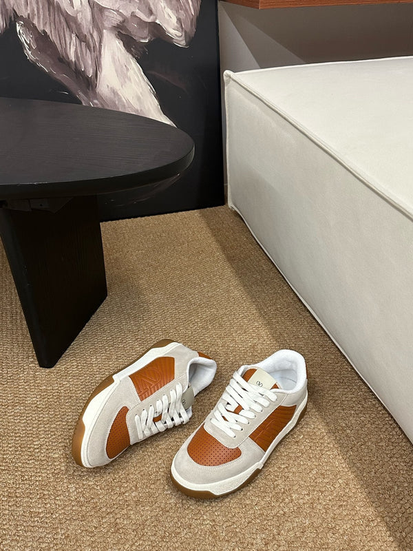 VLogo Upvillage Low-Top Sneakers Brown Grey Suede Leather 691440