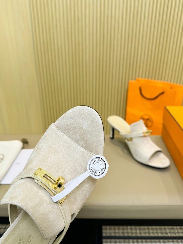 HEDEN MULE 80 WHITE SUEDE