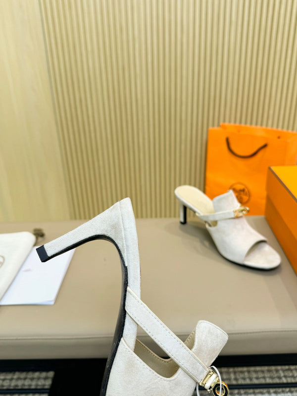 HEDEN MULE 80 WHITE SUEDE