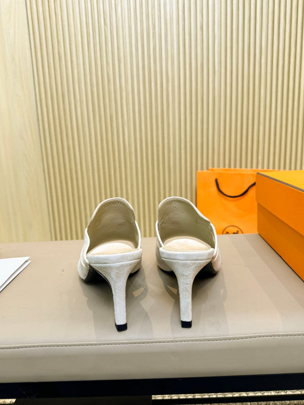 HEDEN MULE 80 WHITE SUEDE