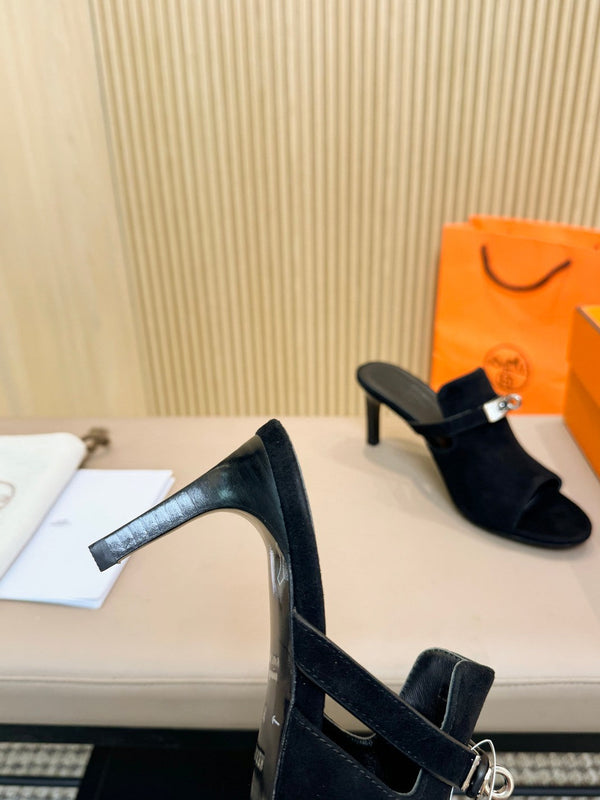 HEDEN MULE 80 BLACK SUEDE