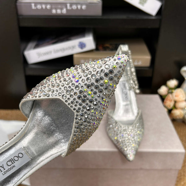 Jimmy 26 Stevie Pump 9cm Sliver Crystal Leather 681910