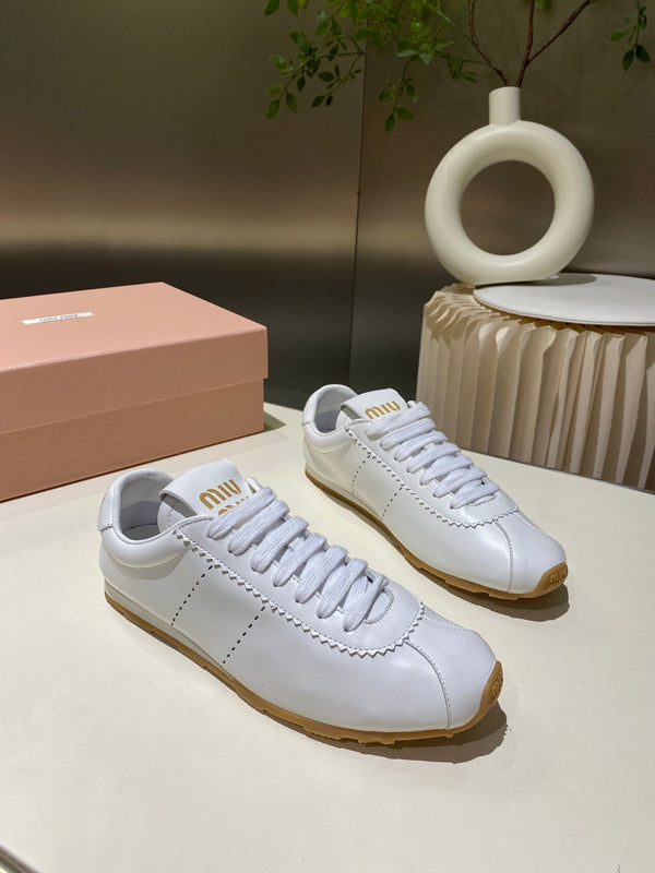 Sneakers Miu in pelle di agnello bianca