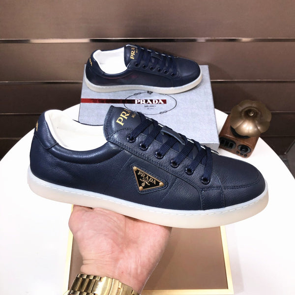 SCARPE DA TENNIS PRA IN PELLE DI VITELLO BLU NAVY