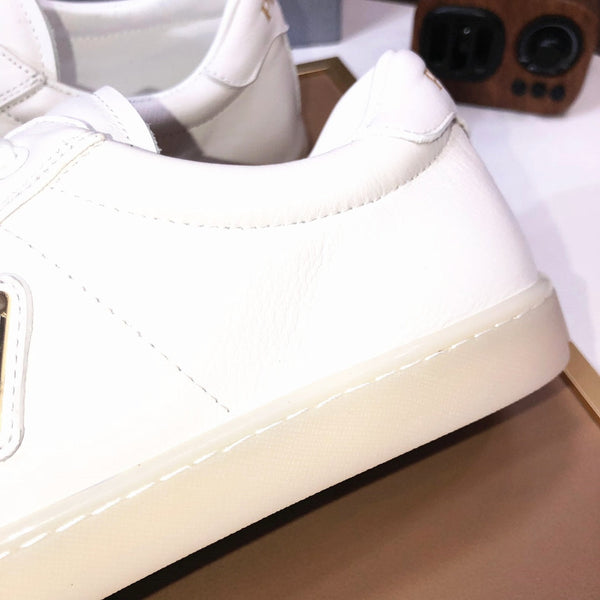 SCARPE DA TENNIS PRA IN PELLE DI VITELLO BIANCA CREMA