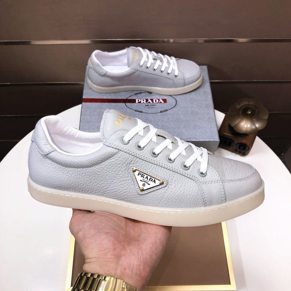 SCARPE DA TENNIS PRA IN PELLE DI VITELLO GRIGIO CHIARO