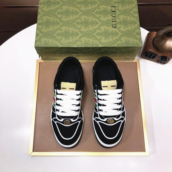 GG Men's Screener Sneaker Black Calfskin 481130