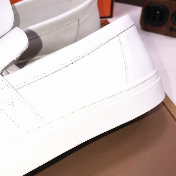 HM Men's Game Slip-on Loafer White Cowhide 473161