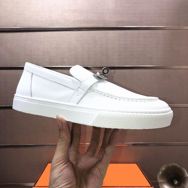 HM Men's Game Slip-on Loafer White Cowhide 473161