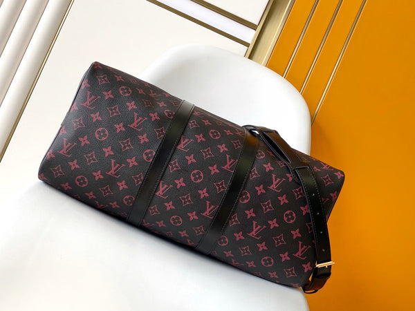KEEPALL BANDOULIÈRE 45 IN TELA TOMETTE MONOGRAM NERA