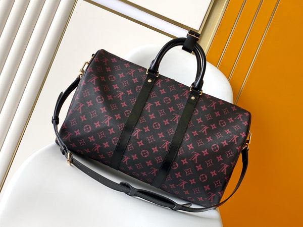 KEEPALL BANDOULIÈRE 45 IN TELA TOMETTE MONOGRAM NERA