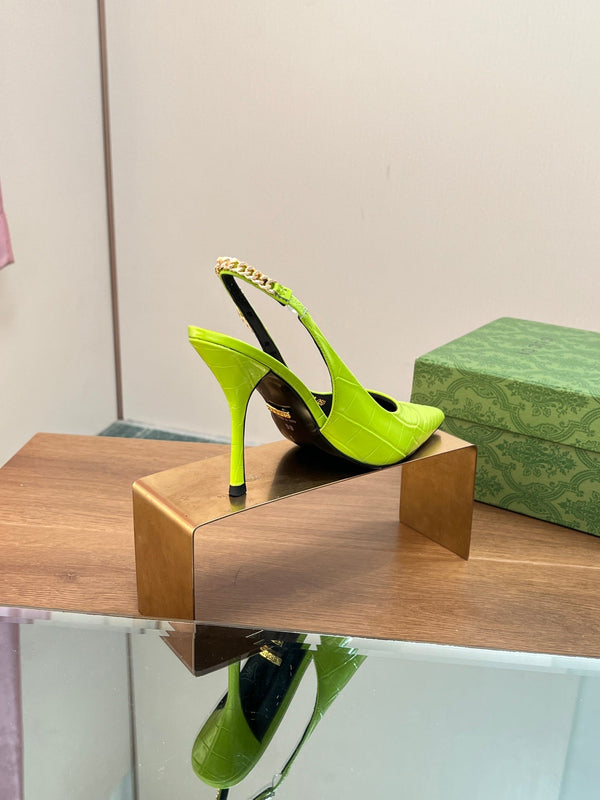GG SIGNORIA SLINGBACK PUMP CHARTREUSE CALFSKIN