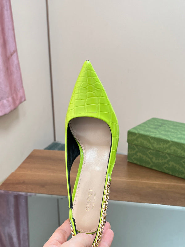 GG SIGNORIA SLINGBACK PUMP CHARTREUSE CALFSKIN