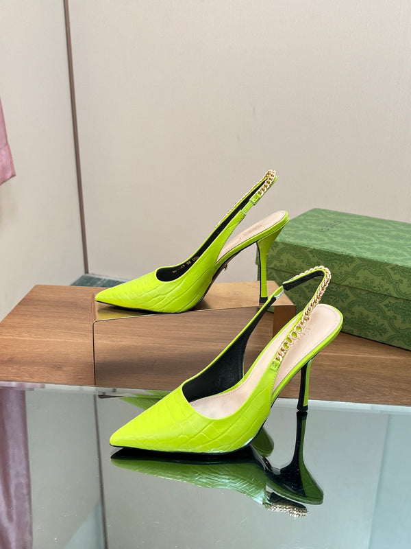 GG SIGNORIA SLINGBACK PUMP CHARTREUSE CALFSKIN
