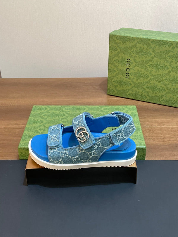 GG SANDAL WITH DOUBLE G SKY CARO LAMBSKIN