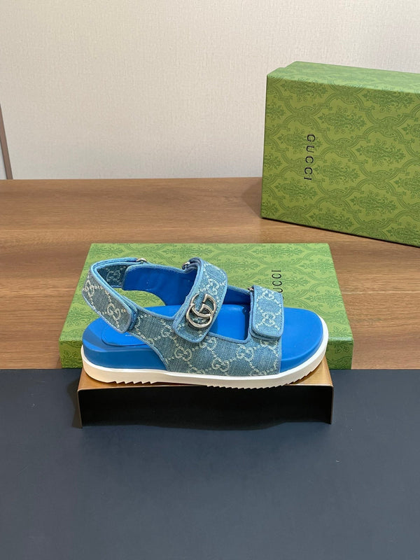 GG SANDAL WITH DOUBLE G SKY CARO LAMBSKIN