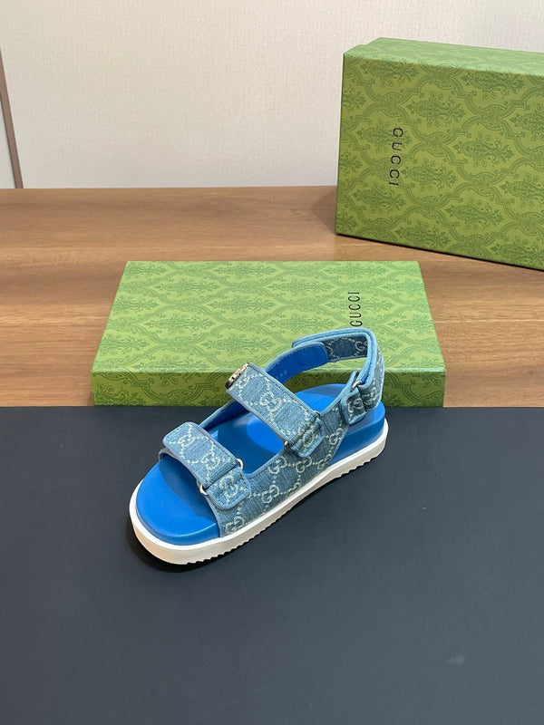 GG SANDAL WITH DOUBLE G SKY CARO LAMBSKIN