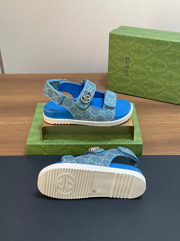 GG SANDAL WITH DOUBLE G SKY CARO LAMBSKIN