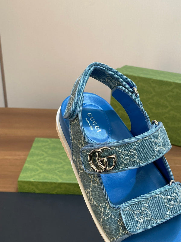 GG SANDAL WITH DOUBLE G SKY CARO LAMBSKIN