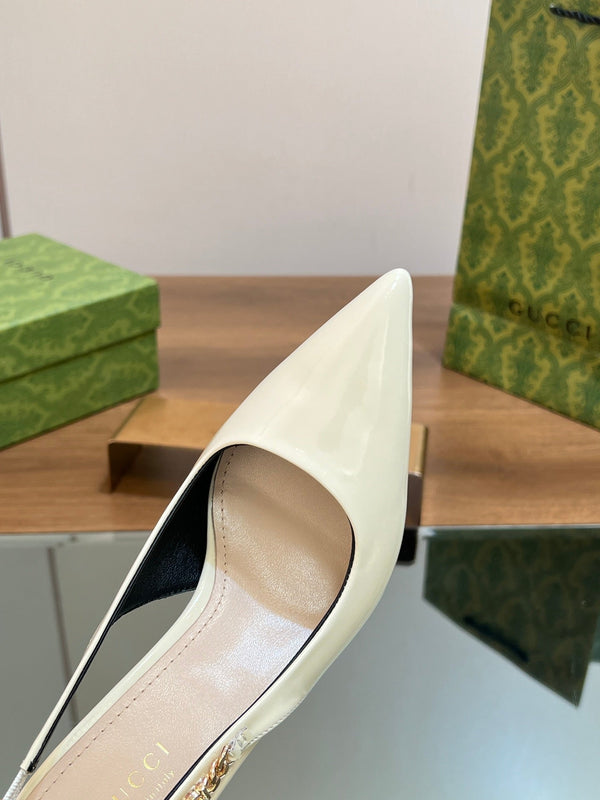 GG SIGNORIA SLINGBACK PUMP WHITE LAMBSKIN