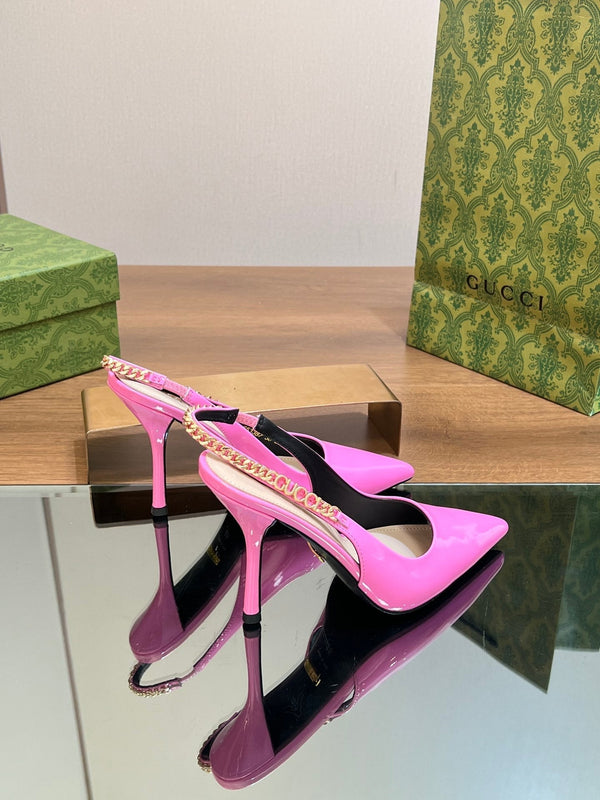 DÉCOLLETÉ GG SIGNORIA SLINGBACK IN PELLE DI AGNELLO ROSA BRILLANTE