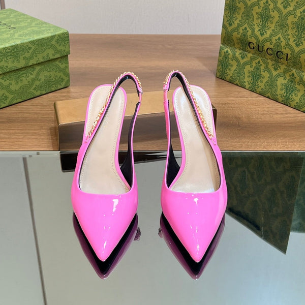 DÉCOLLETÉ GG SIGNORIA SLINGBACK IN PELLE DI AGNELLO ROSA BRILLANTE